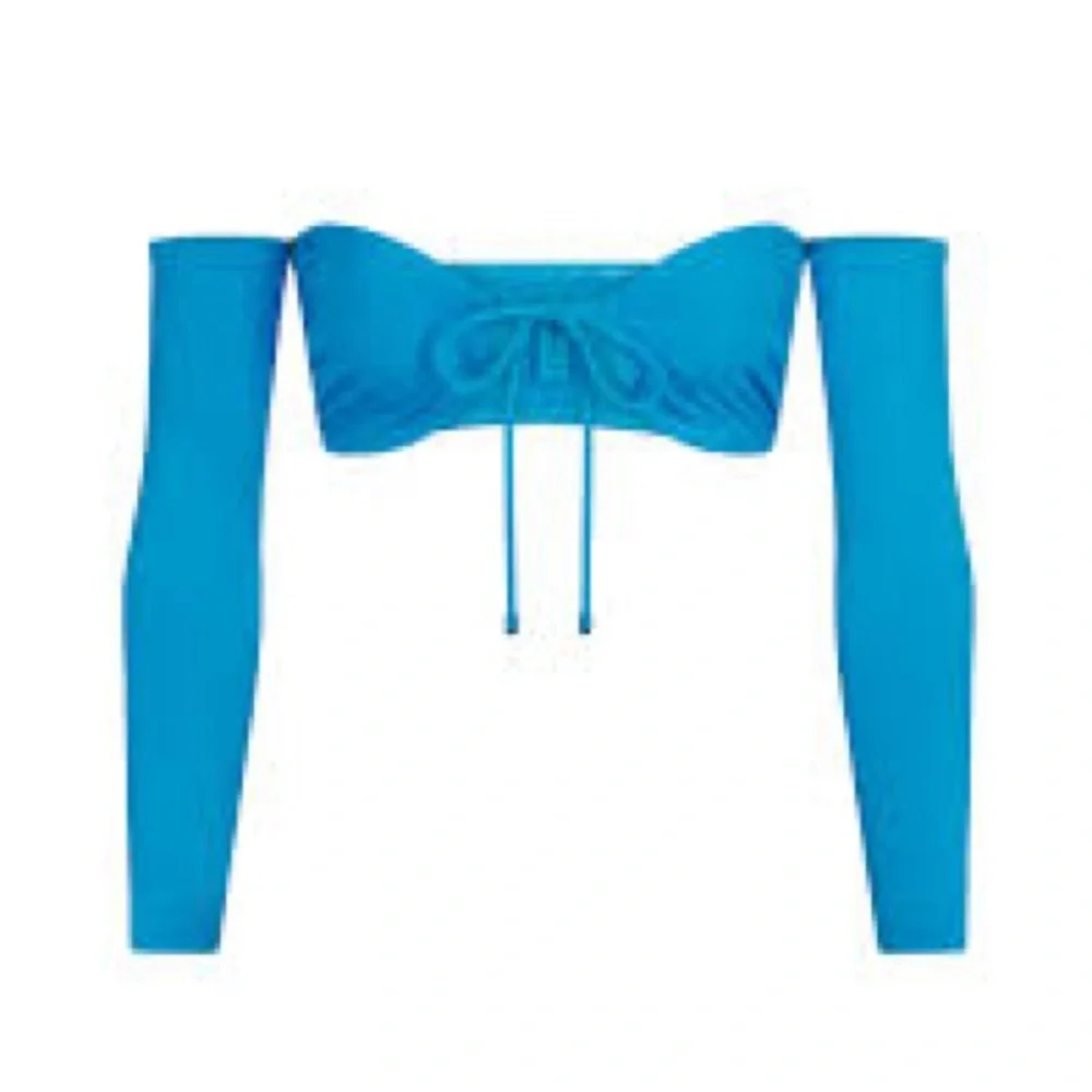 SKIMS Swim Long Sleeve Bikini Top size XS Turquoise